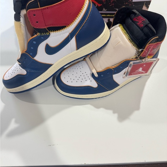 Used Nike Union X Air Jordan 1 OG Hi Retro“Blue Toe” men's shoes sz 8 - Picture 2 of 7